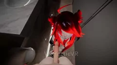 Abspielen VRChat ERP-Abenteuer für die öffentliche Toilette einer rothaarigen Stripperin